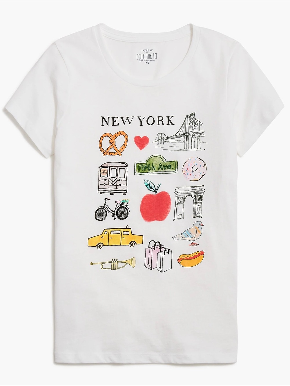 J.Crew New York City Graphic Tee White Size S Short Sleeve Watercolor Print